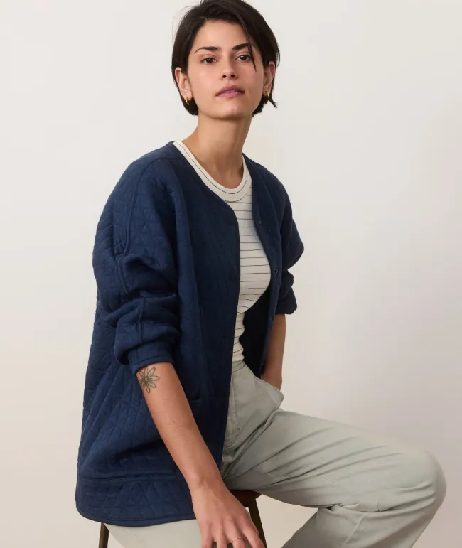 Marine Layer Corbet Quilted Liner Jacket in Indigo Heather