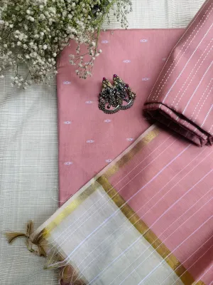 Meenakshi Rose Silk Suit - Unstitched