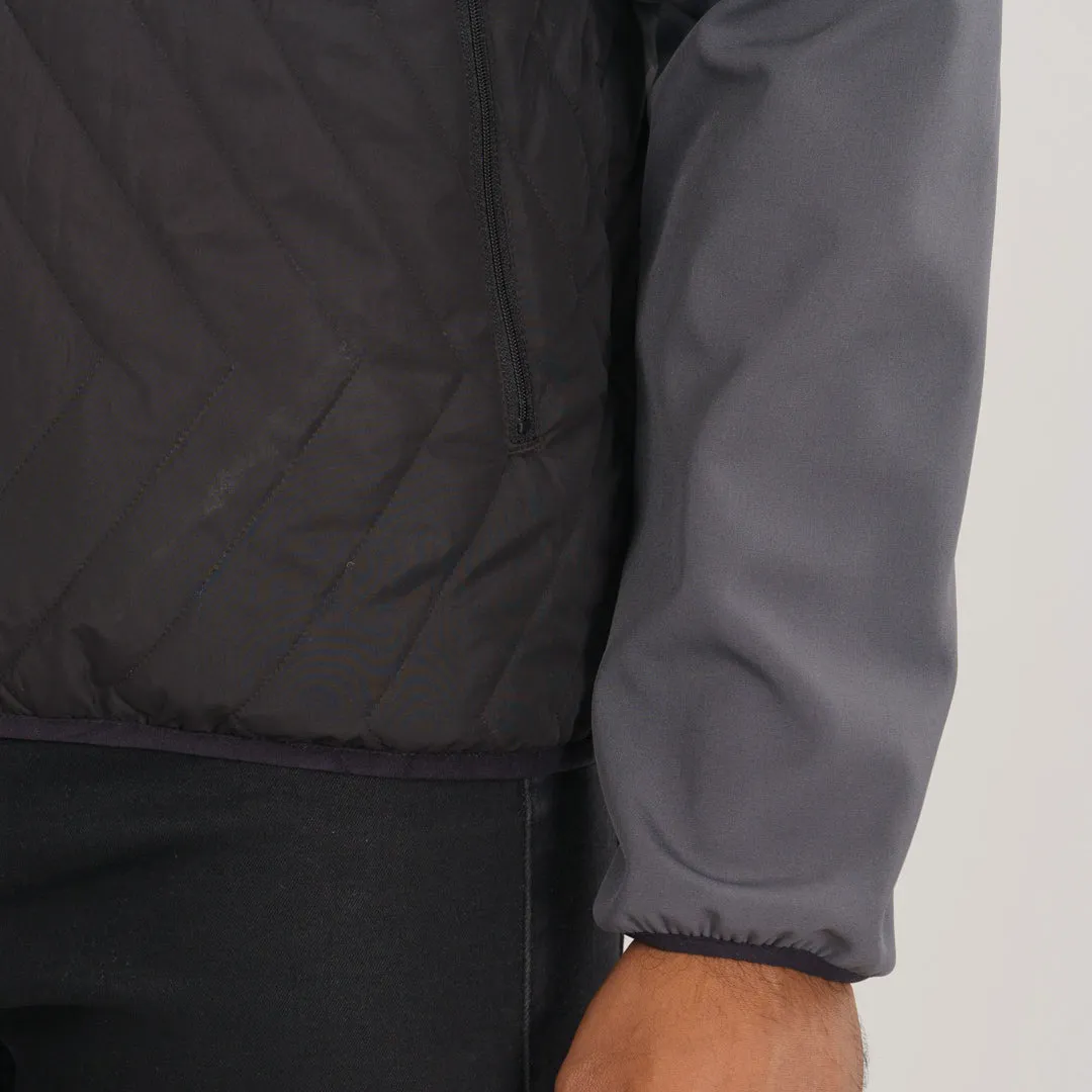 Mens Gray & Black Quilted Jacket
