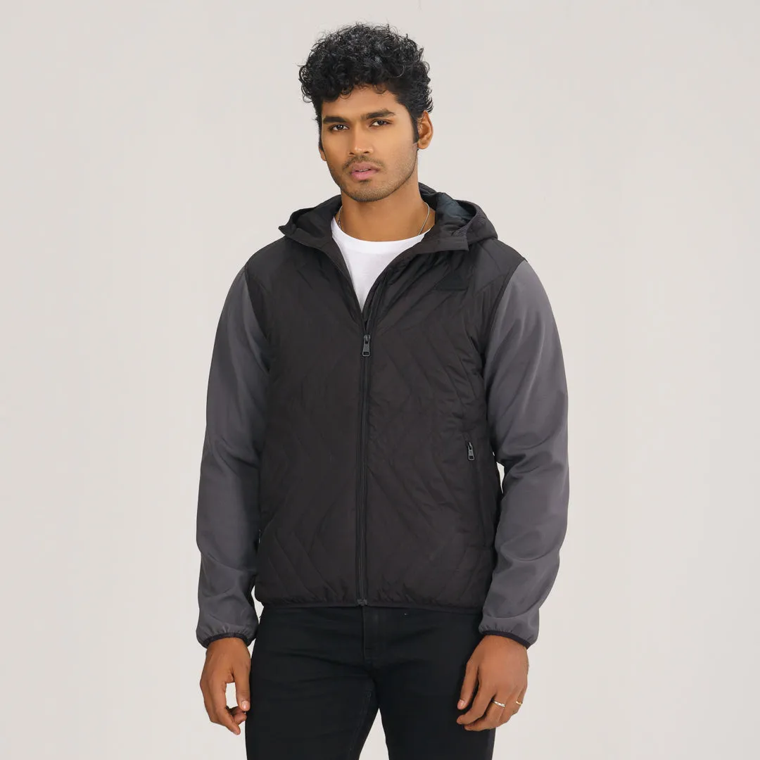 Mens Gray & Black Quilted Jacket