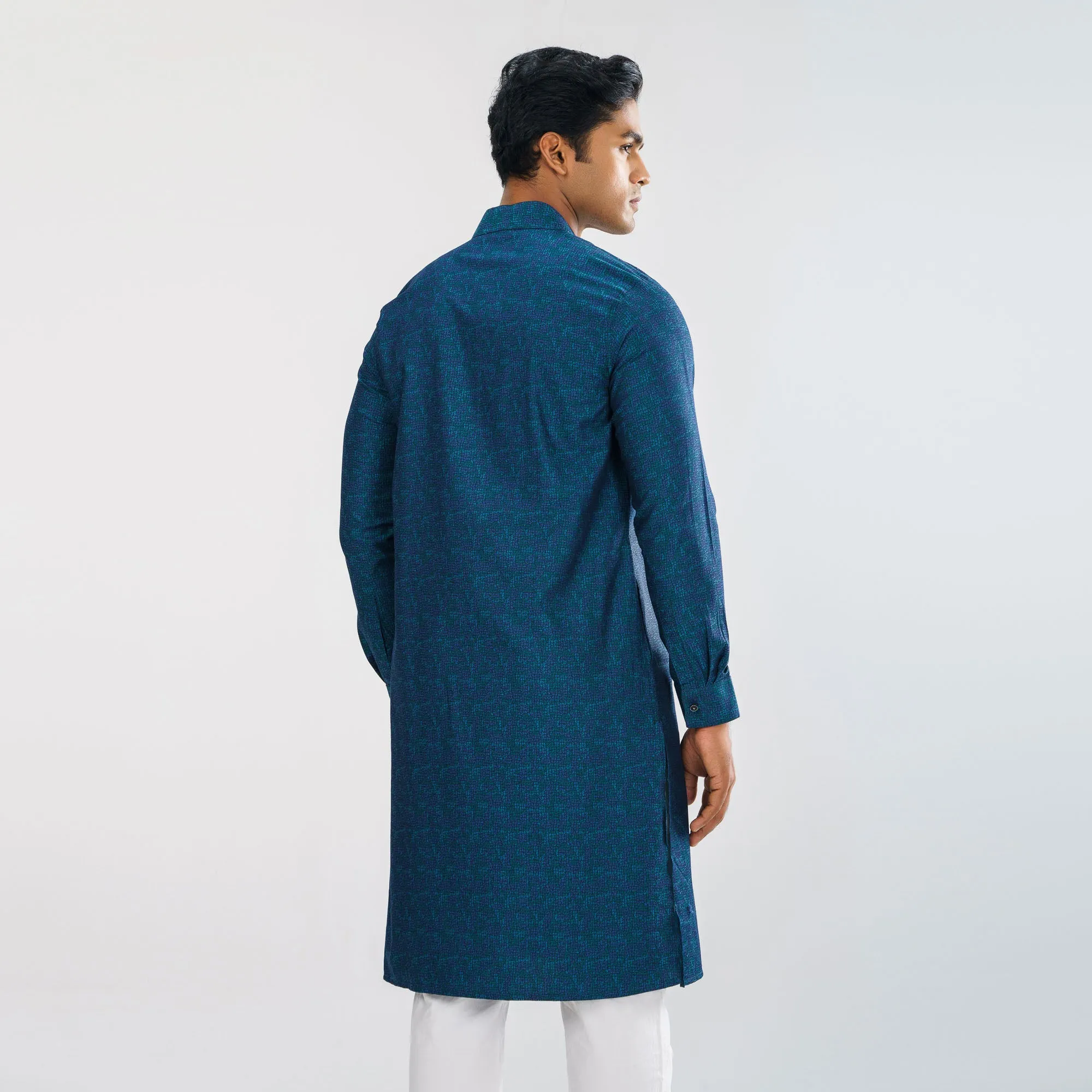Mens Peacock Blue Basic Panjabi