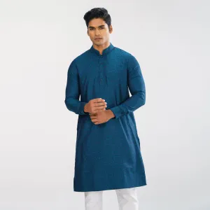 Mens Peacock Blue Basic Panjabi