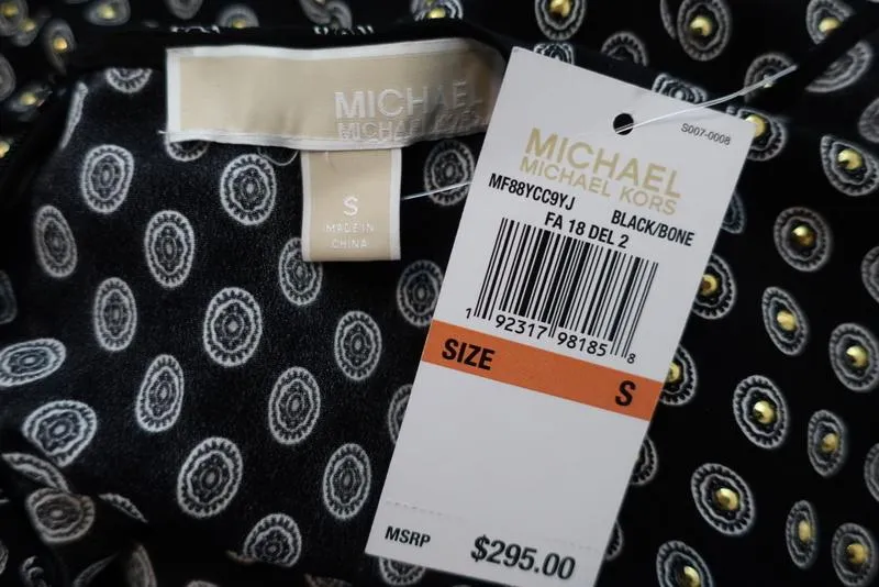 MICHAEL Michael Kors Dress Black/Gold Studded Medallion Crepe Size Small NEW