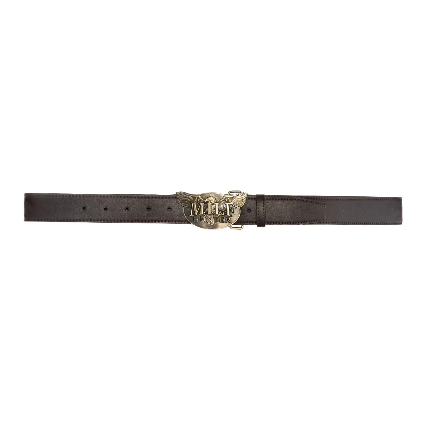 MILF Hunter Leather Belt - Brown / Bronze