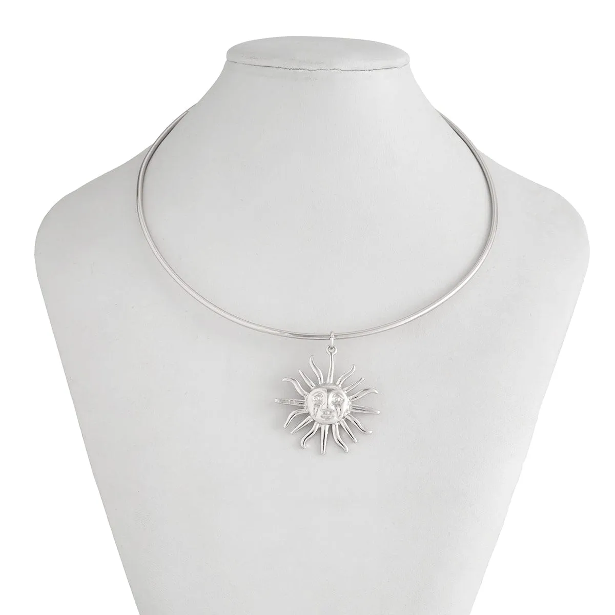 Minimalist Sun Face Pendant Collar Necklace