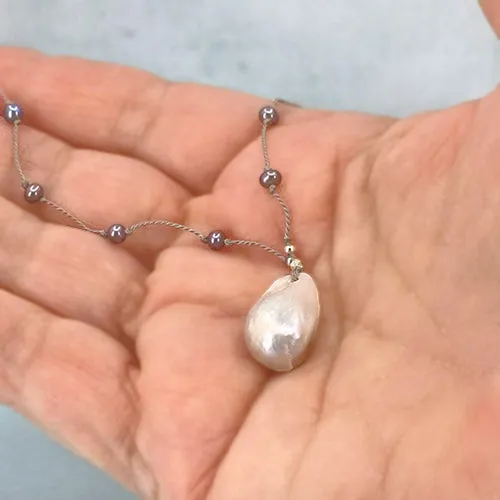 Montauk Breeze Pearl Teardrop Necklace