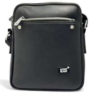 Montblanc Black Leather Crossbody Bag with Front Zip Pocket