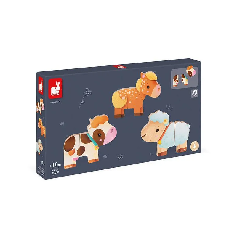 Montessori Wooden Toy | Funny Farm Animal Magnets Set | Puzzles & Games