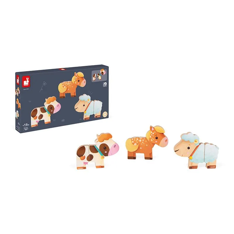 Montessori Wooden Toy | Funny Farm Animal Magnets Set | Puzzles & Games