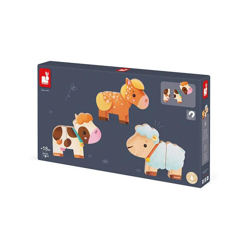 Montessori Wooden Toy | Funny Farm Animal Magnets Set | Puzzles & Games