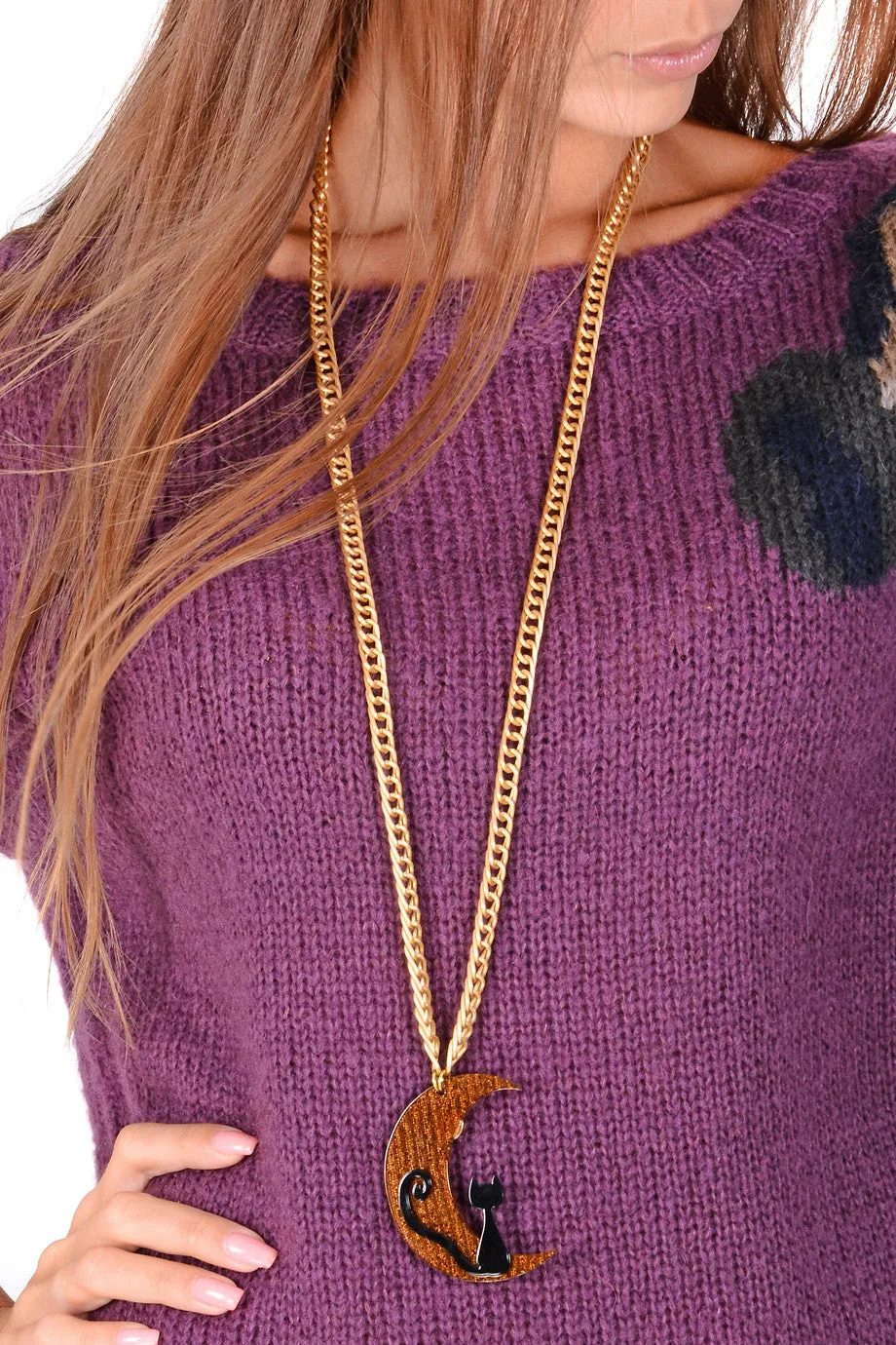 MOONCAT Brown Chain Pendant