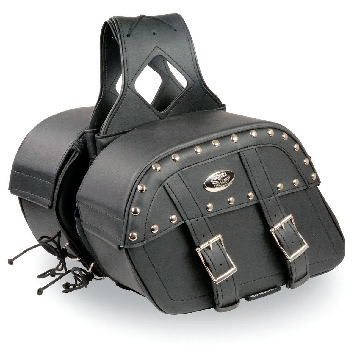 MP8330 Black Medium Zip-Off PVC Studded Throw Over Saddlebags