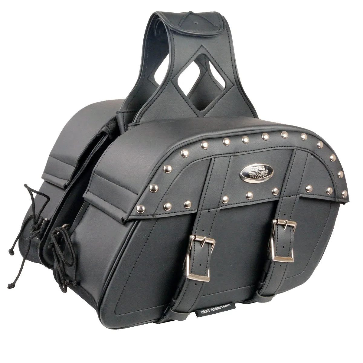 MP8330 Black Medium Zip-Off PVC Studded Throw Over Saddlebags