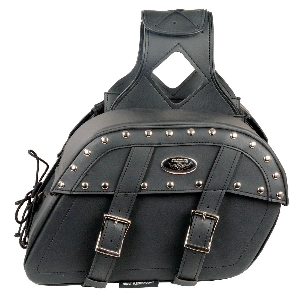 MP8330 Black Medium Zip-Off PVC Studded Throw Over Saddlebags