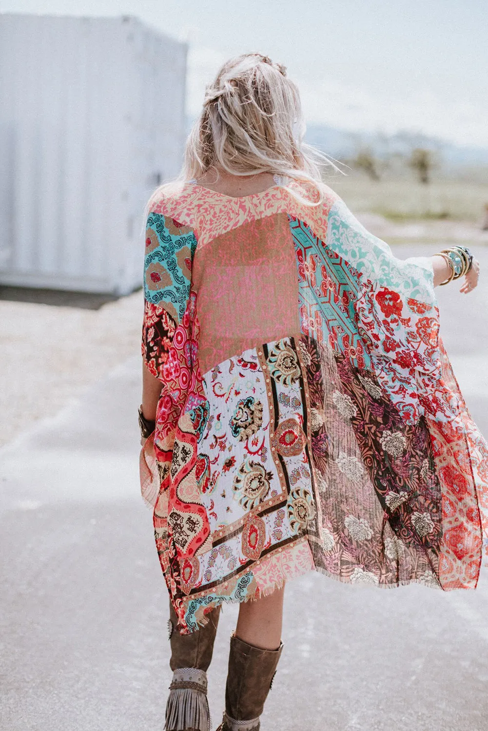 Multicolor Bohemian Floral Kimono