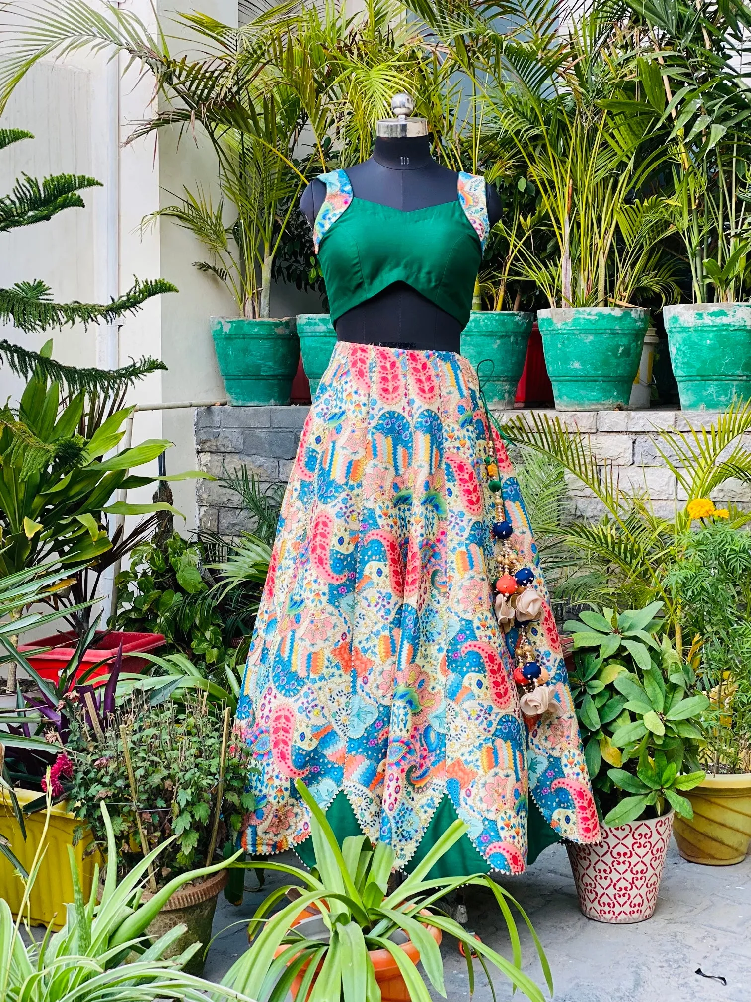 Multicolored Silk Lehenga