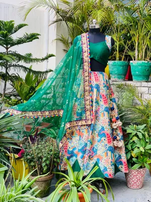 Multicolored Silk Lehenga