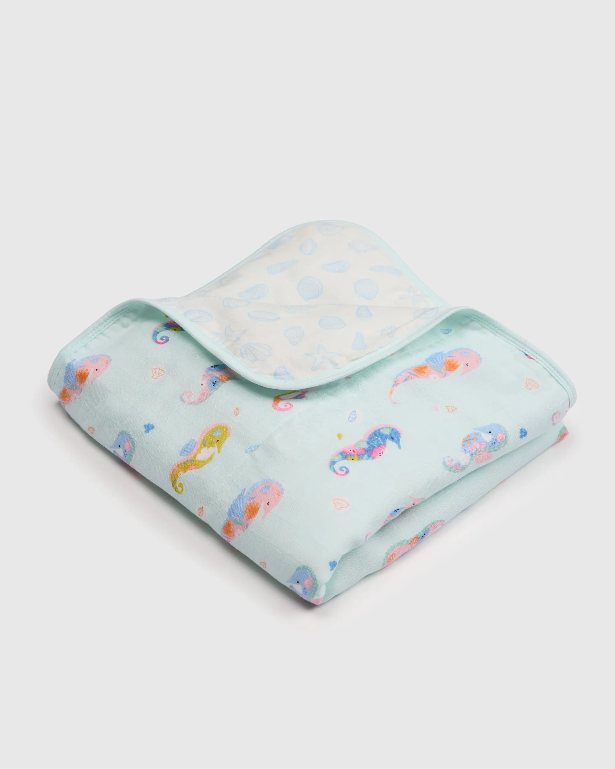 Muslin Quilt - Painterly Seahorses