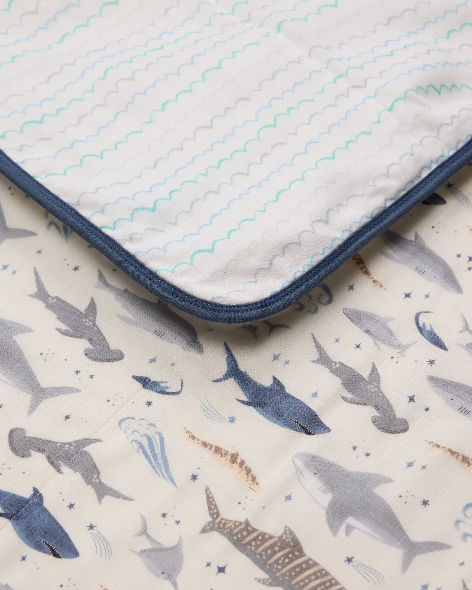Muslin Quilt - Smiley Sharks