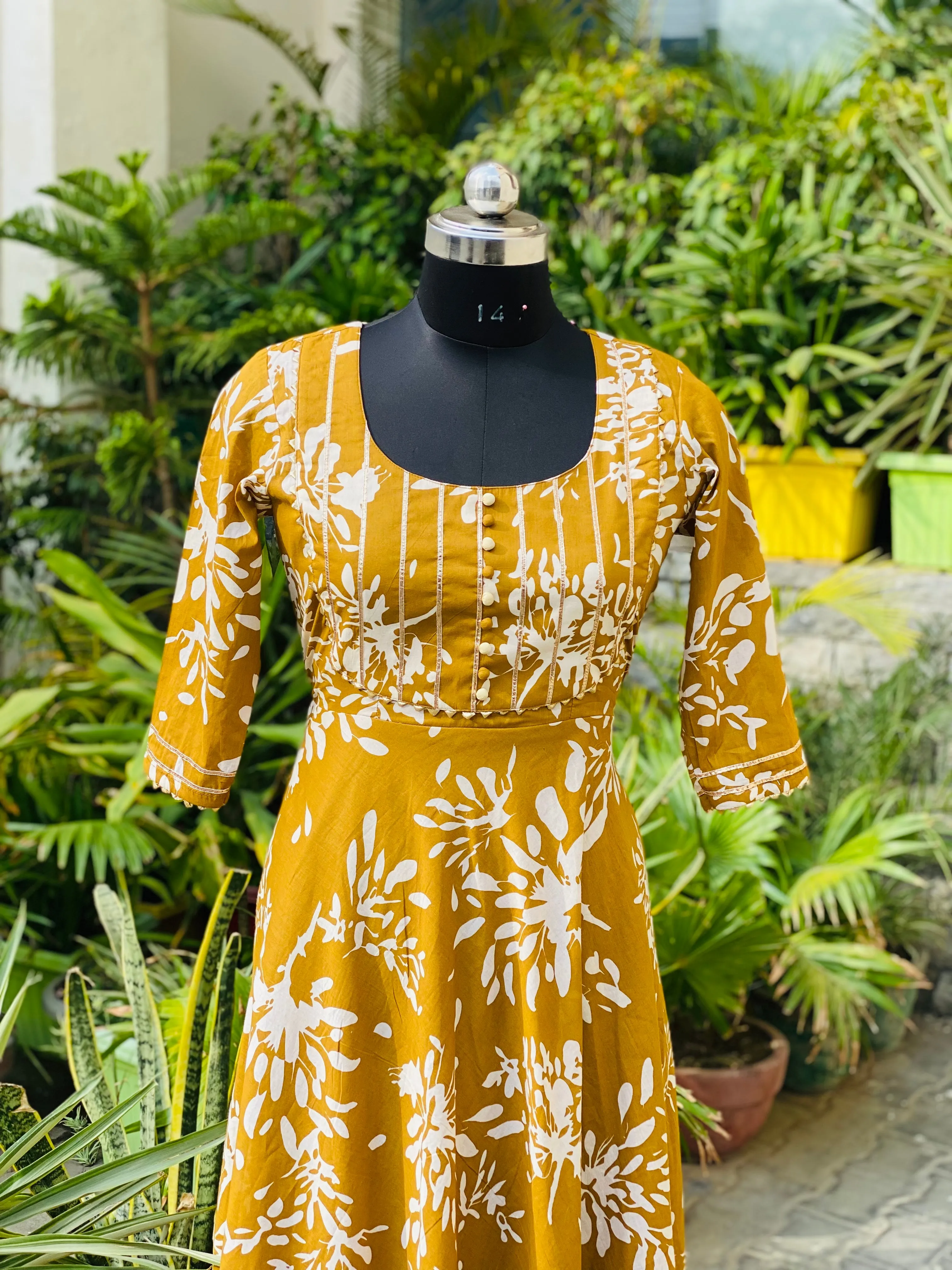Mustard Floral Ethnic Maxi