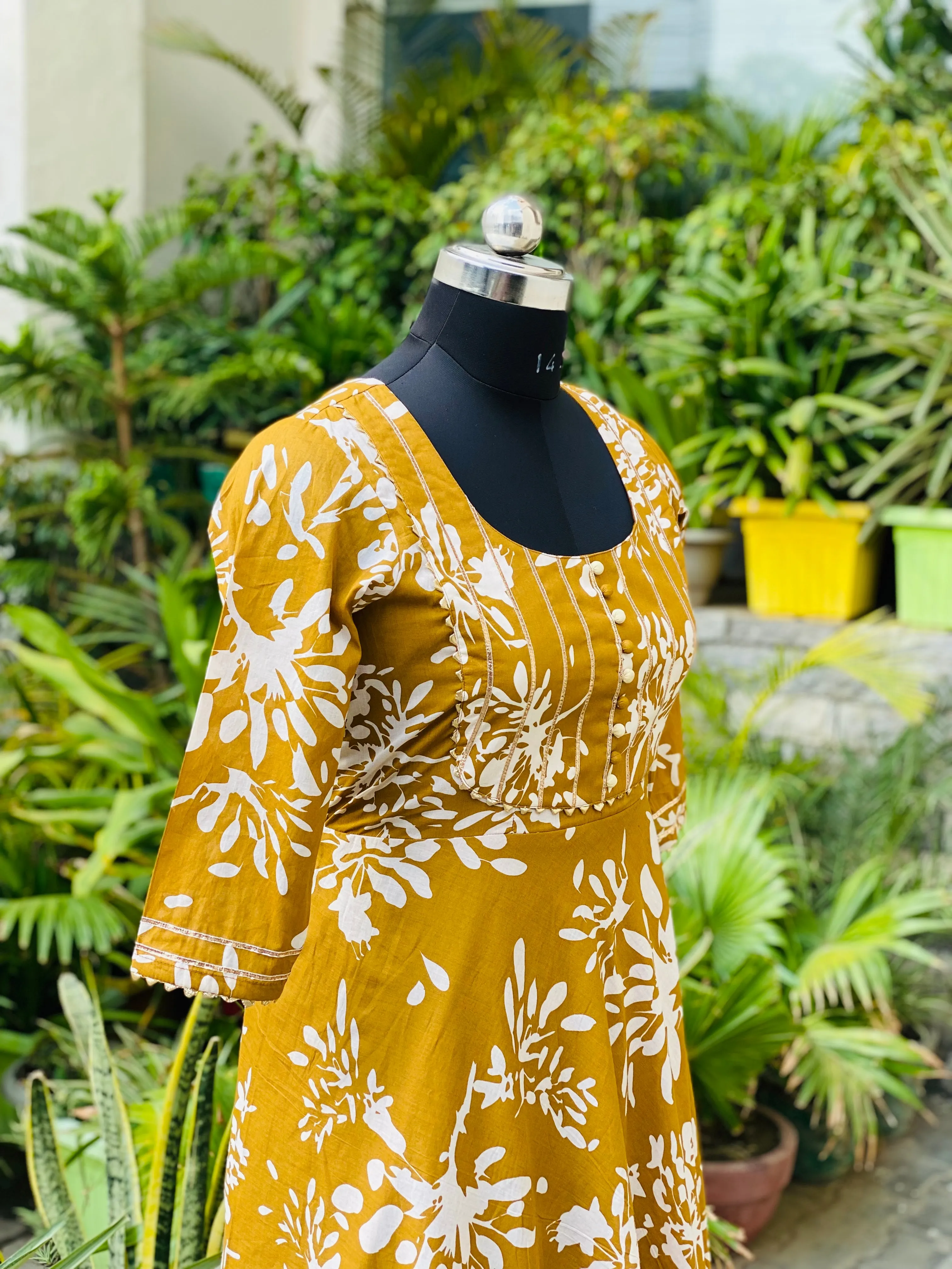 Mustard Floral Ethnic Maxi