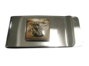 Nautical Old Ship Square Money Clip