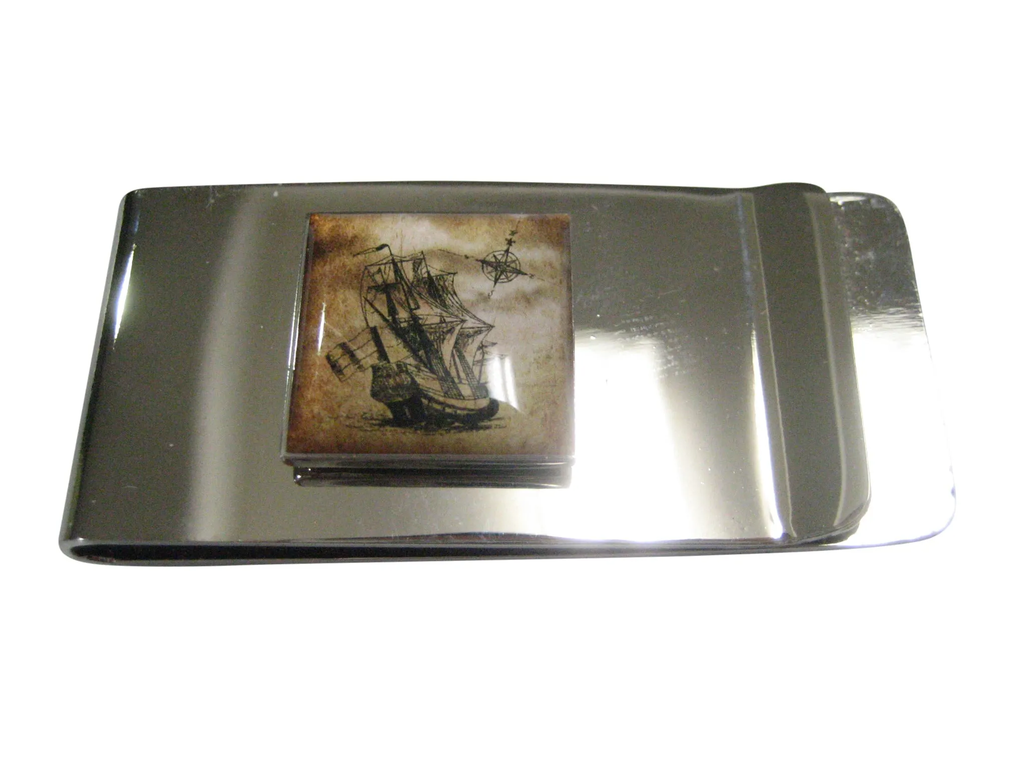 Nautical Old Ship Square Money Clip