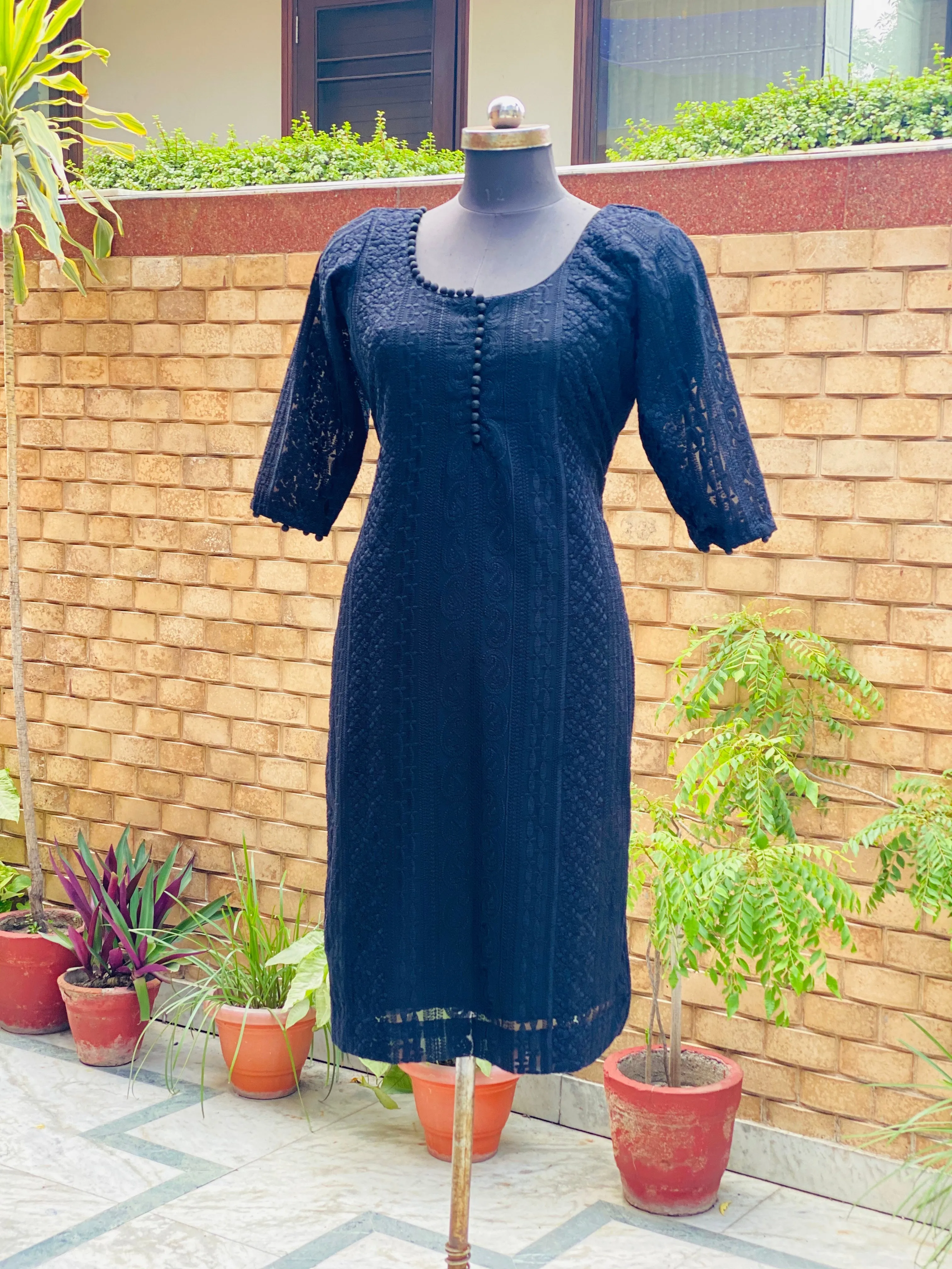 Navy Blue Chikankari Kurti Set