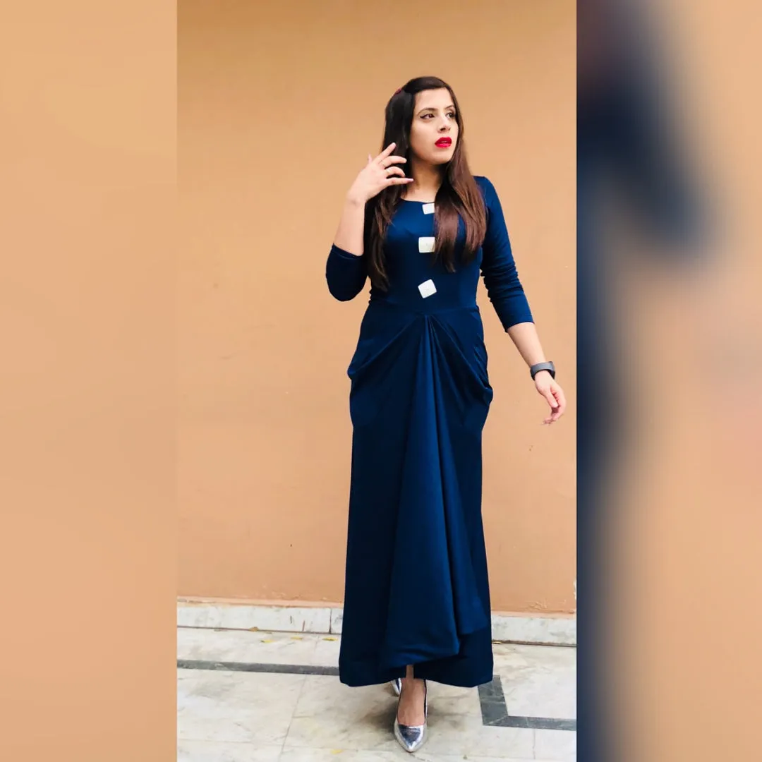 Navy Blue Ethnic Drape