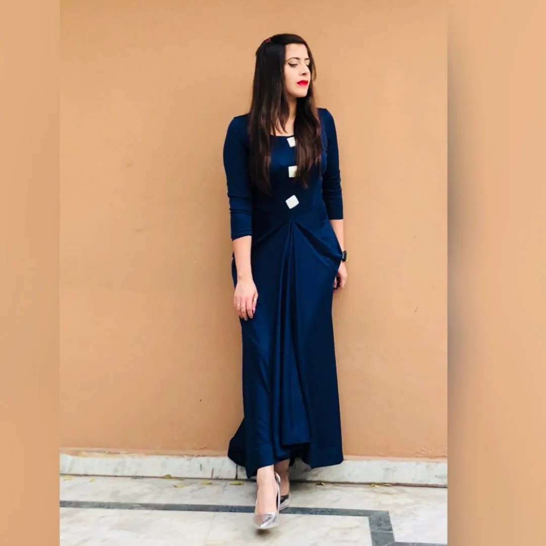 Navy Blue Ethnic Drape