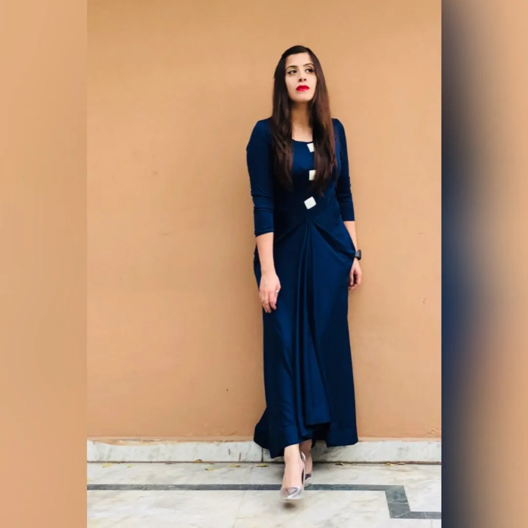 Navy Blue Ethnic Drape