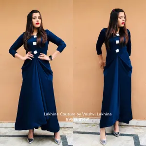 Navy Blue Ethnic Drape