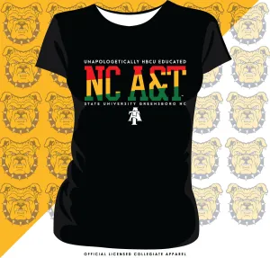 NC A&T AGGIE | 1892 Haile Selassie RASTA COLORS Black Ladies Tees (DK)