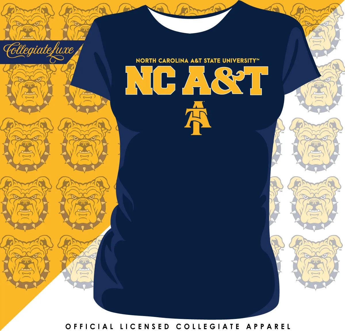 NC A&T AGGIES | Student Logo Navy Ladies Tees (DK)