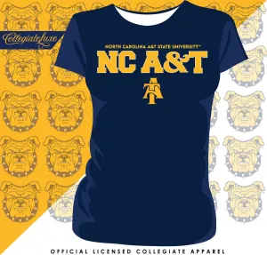 NC A&T AGGIES | Student Logo Navy Ladies Tees (DK)