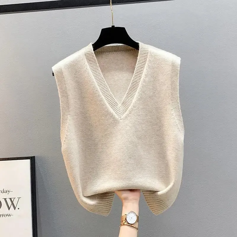 New Knitted Tank Top Coat Spring and Autumn Kam Shoulder