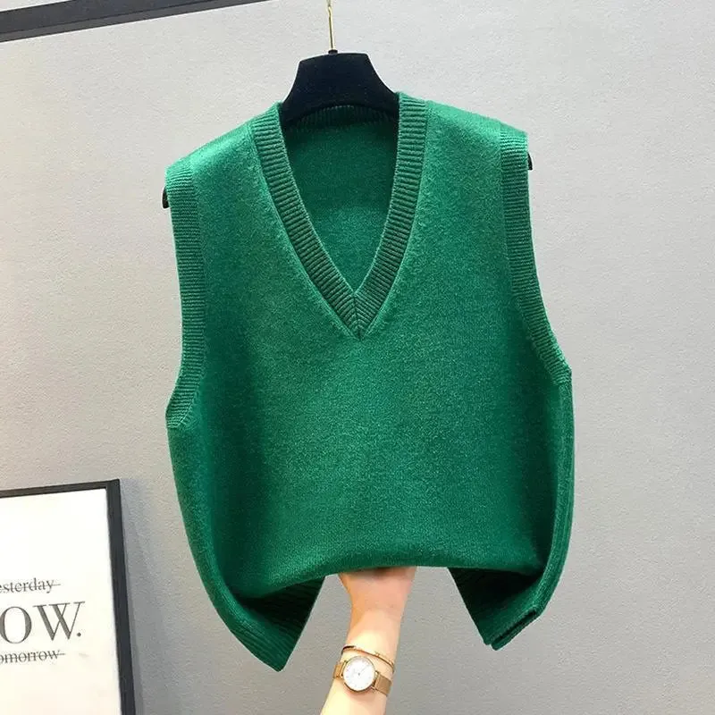 New Knitted Tank Top Coat Spring and Autumn Kam Shoulder