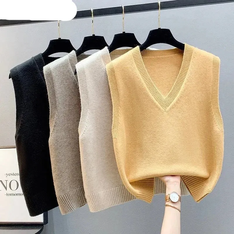 New Knitted Tank Top Coat Spring and Autumn Kam Shoulder