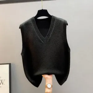 New Knitted Tank Top Coat Spring and Autumn Kam Shoulder