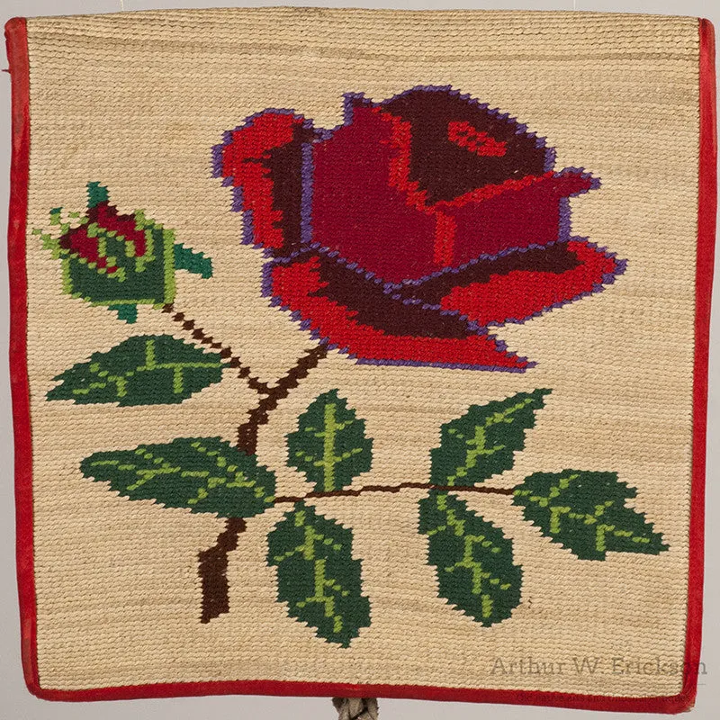 Nez Perce Cornhusk Belt Pouch with Rose Design