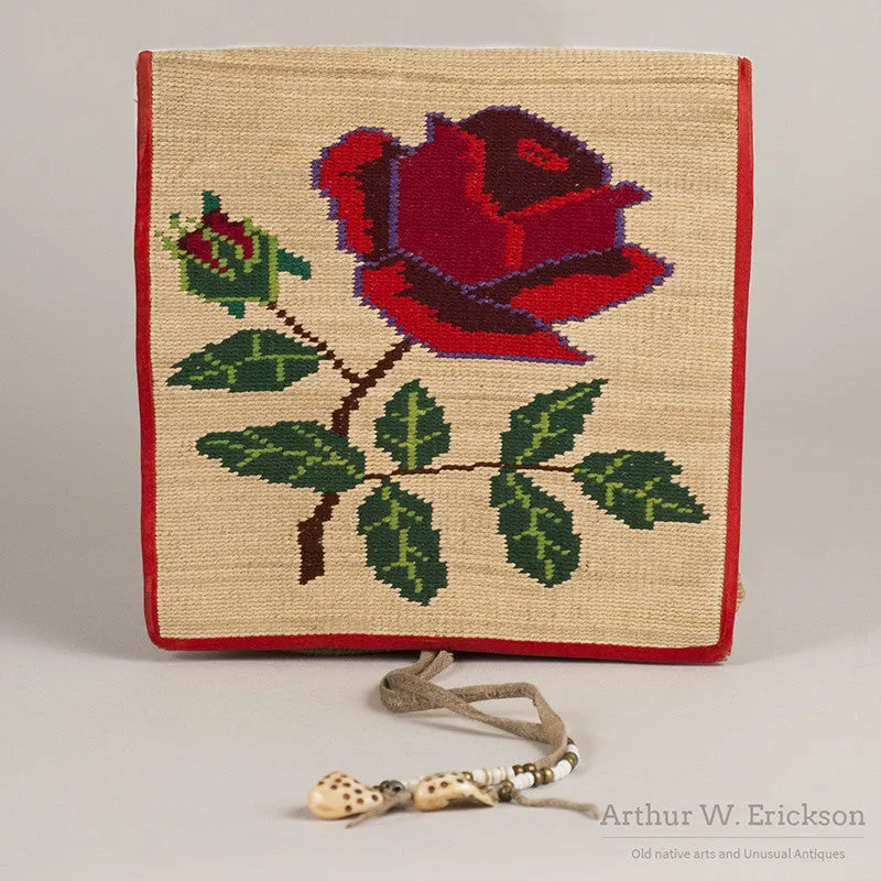 Nez Perce Cornhusk Belt Pouch with Rose Design