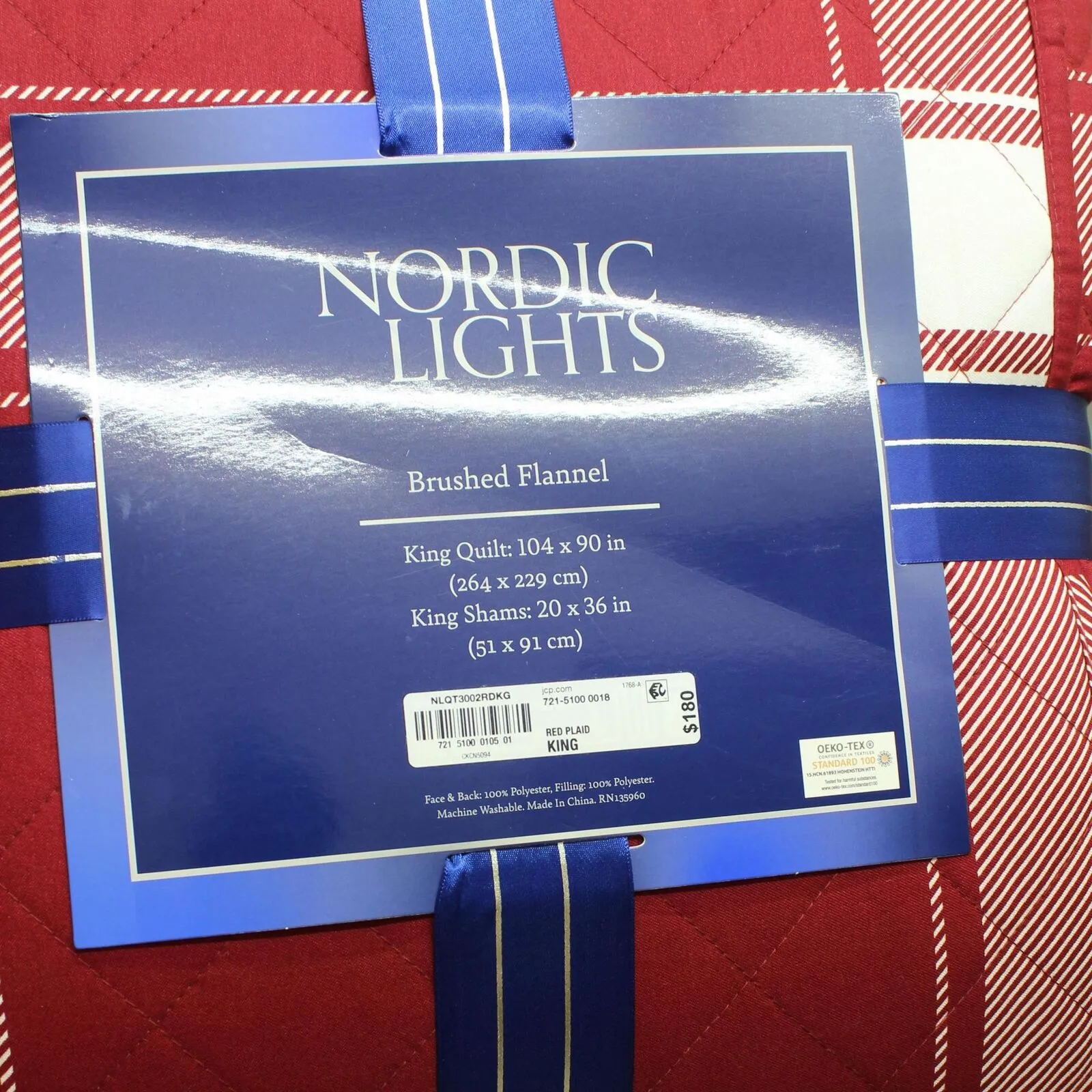 Nordic Lights Plaid Sherpa Reversible Quilt 3-Piece Set Red Plaid King