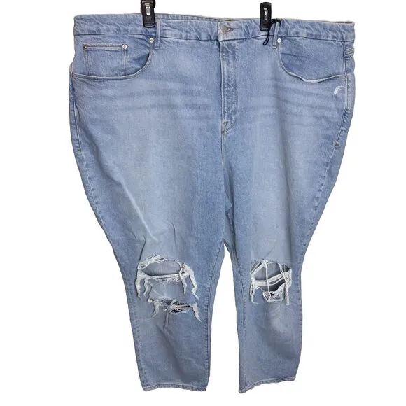 NWT Good American Zara Jeans Plus Size 30 Classic Slim  Distressed Light Denim