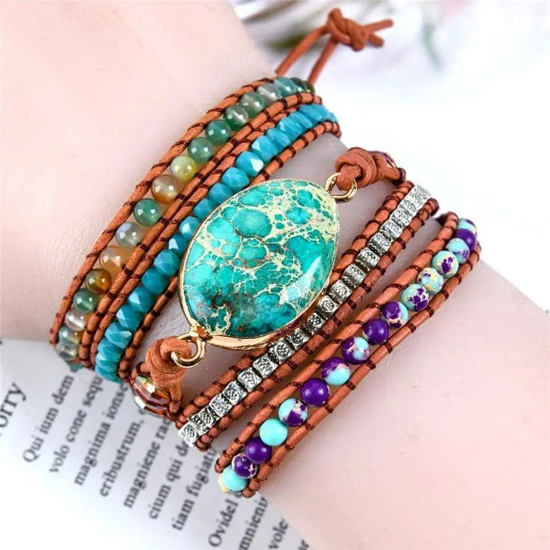 Ocean Jasper & Mixed Natural Stone Bohemian Bracelet