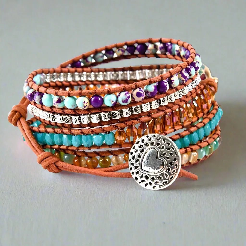 Ocean Jasper & Mixed Natural Stone Bohemian Bracelet