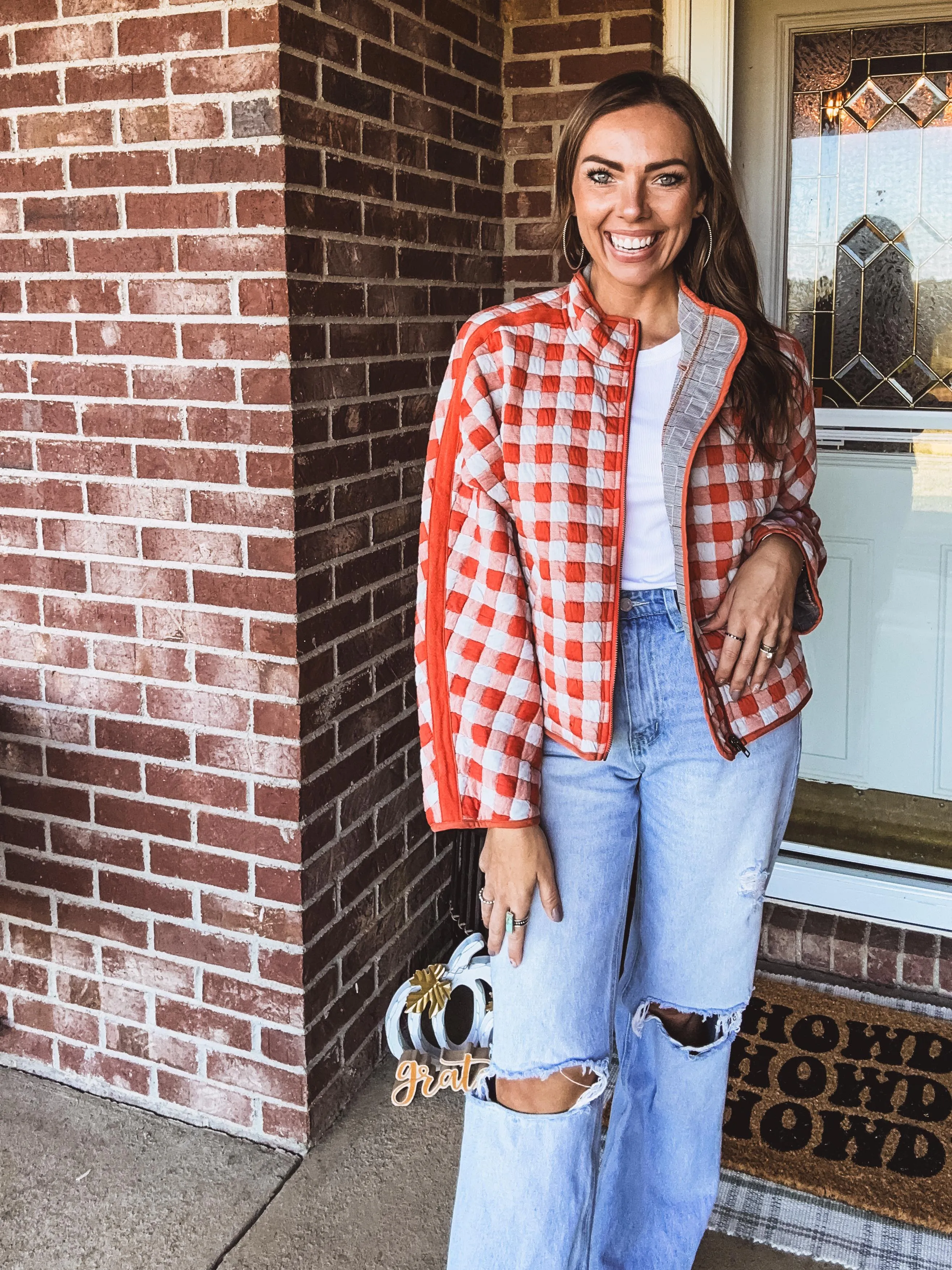 Orange   Blue Quilted Jacket