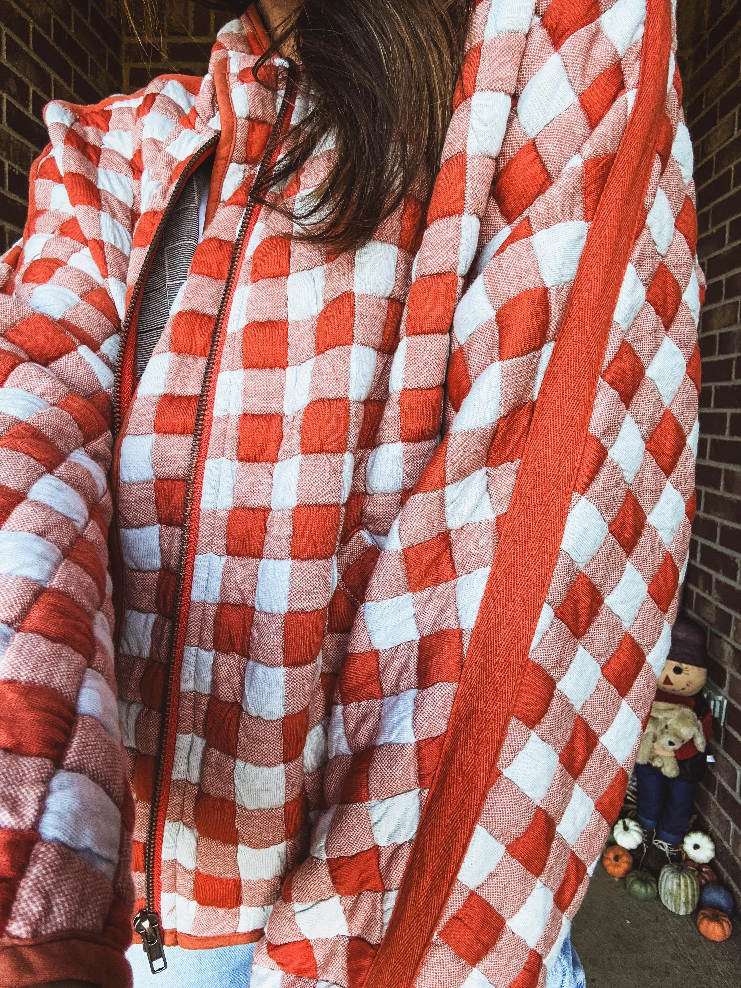 Orange   Blue Quilted Jacket