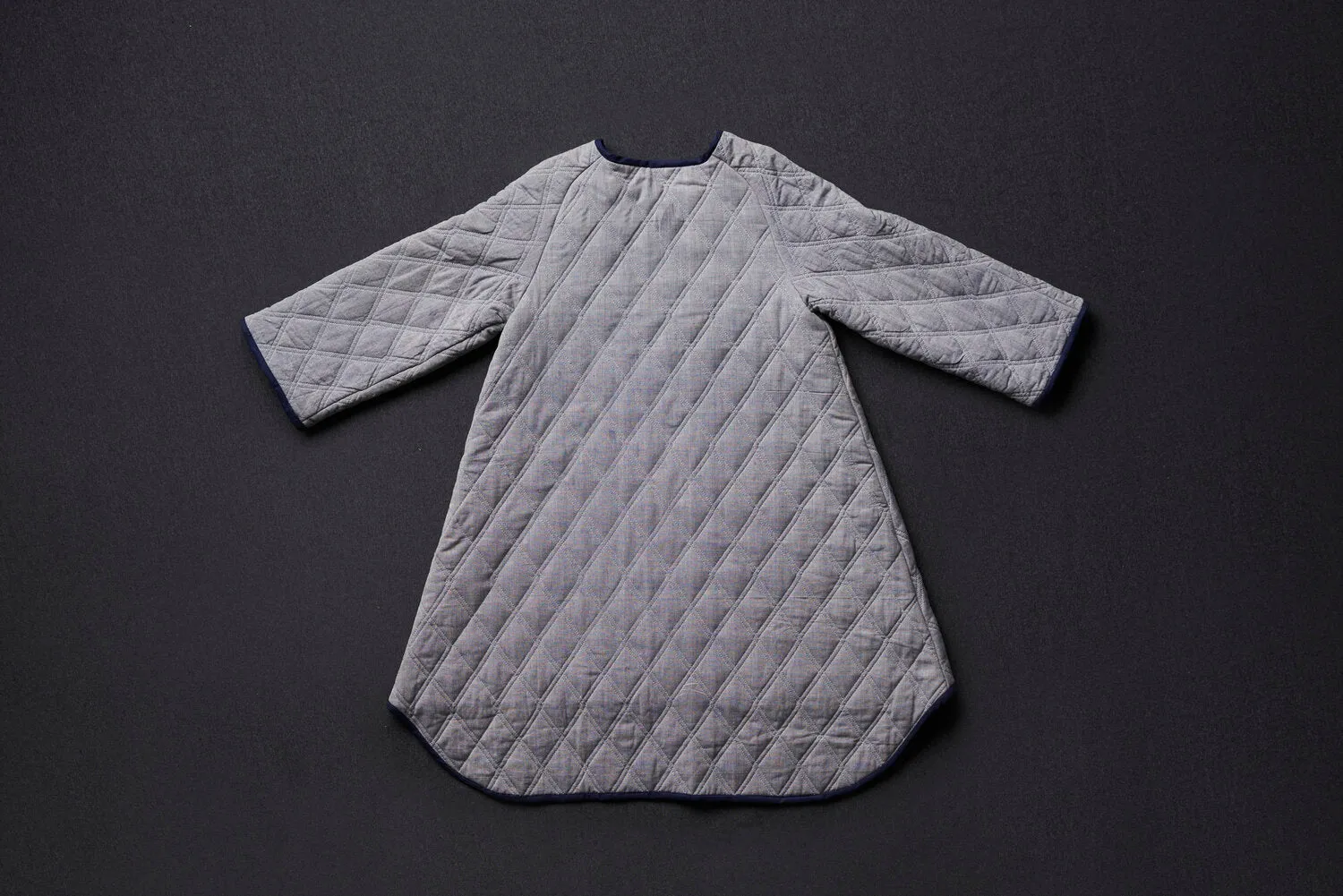 Organic Quilted Maxi Coat - Grey