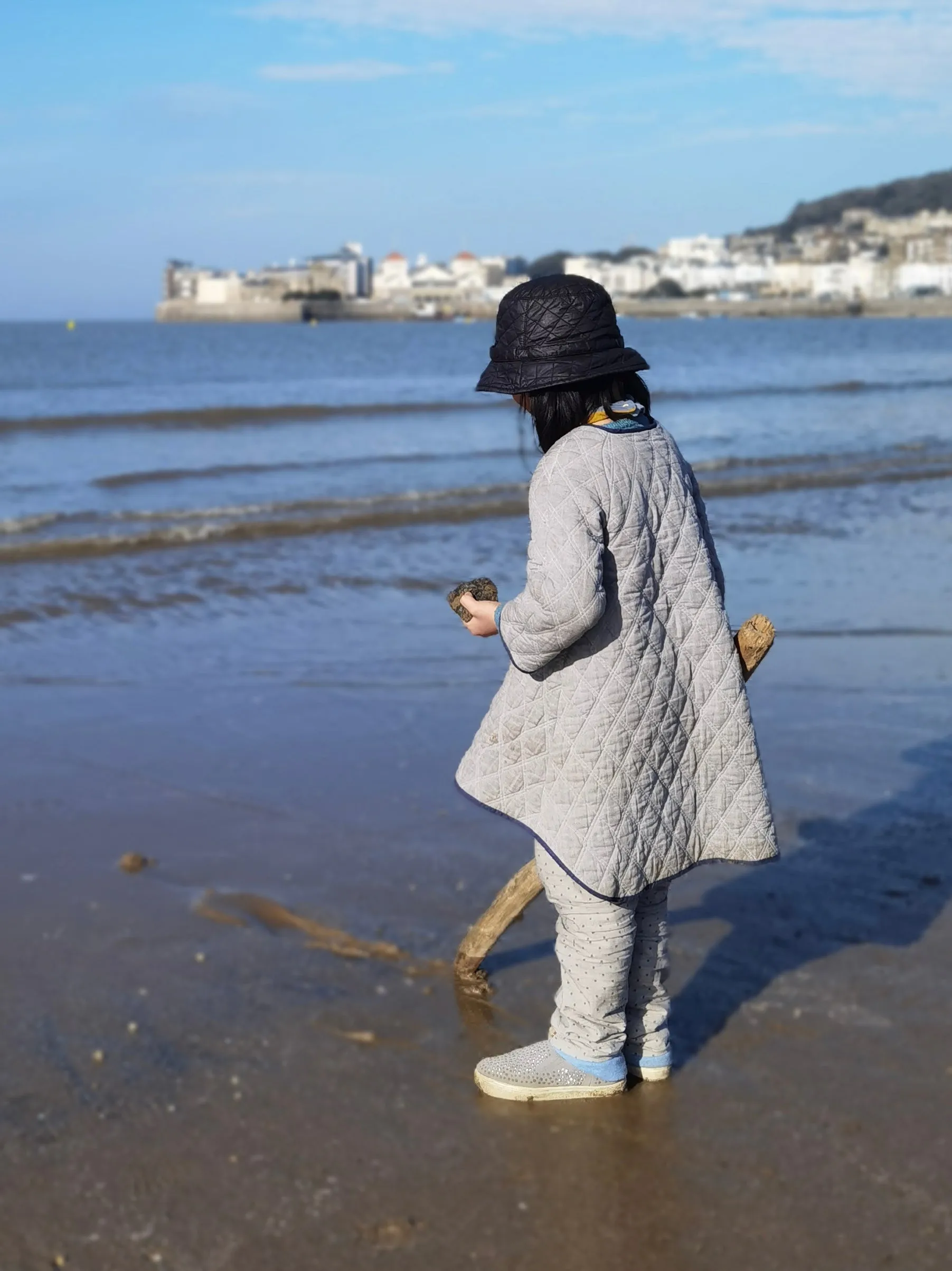 Organic Quilted Maxi Coat - Grey