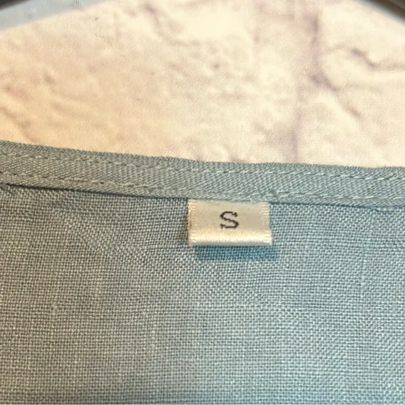 Outfree blue linen sharkbite hem midi tunic dress Size Small New
